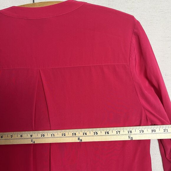 GO SILK 100% SILK FUSHIA Pink hidden BUTTON DOWN SHIRT DRESS Medium - Picture 7 of 7